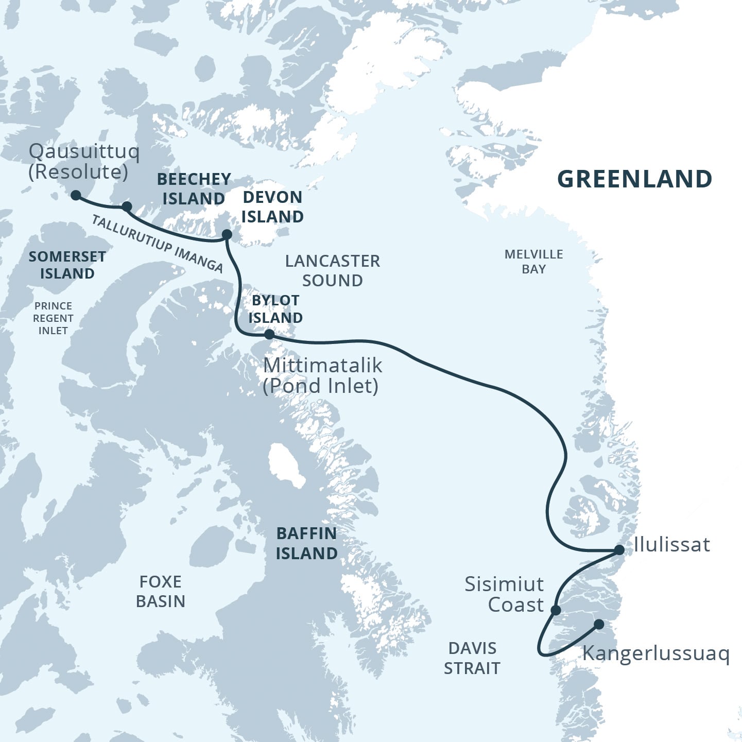 Map for High Arctic Explorer Cruise