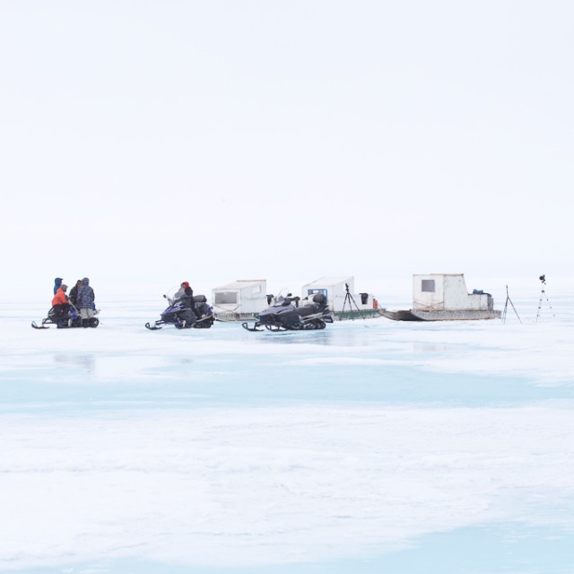 Komatiks travelling on ice