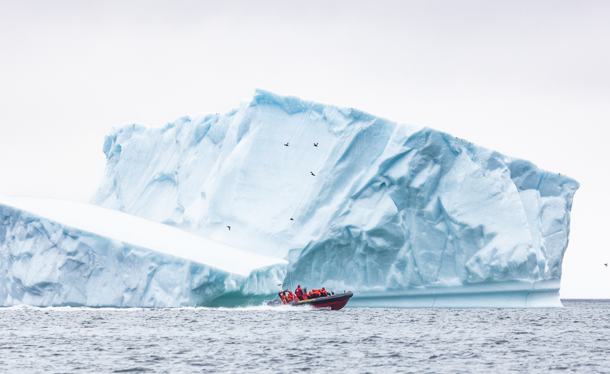 Zodiac and Iceberg in Trinity Bay Newfoundland