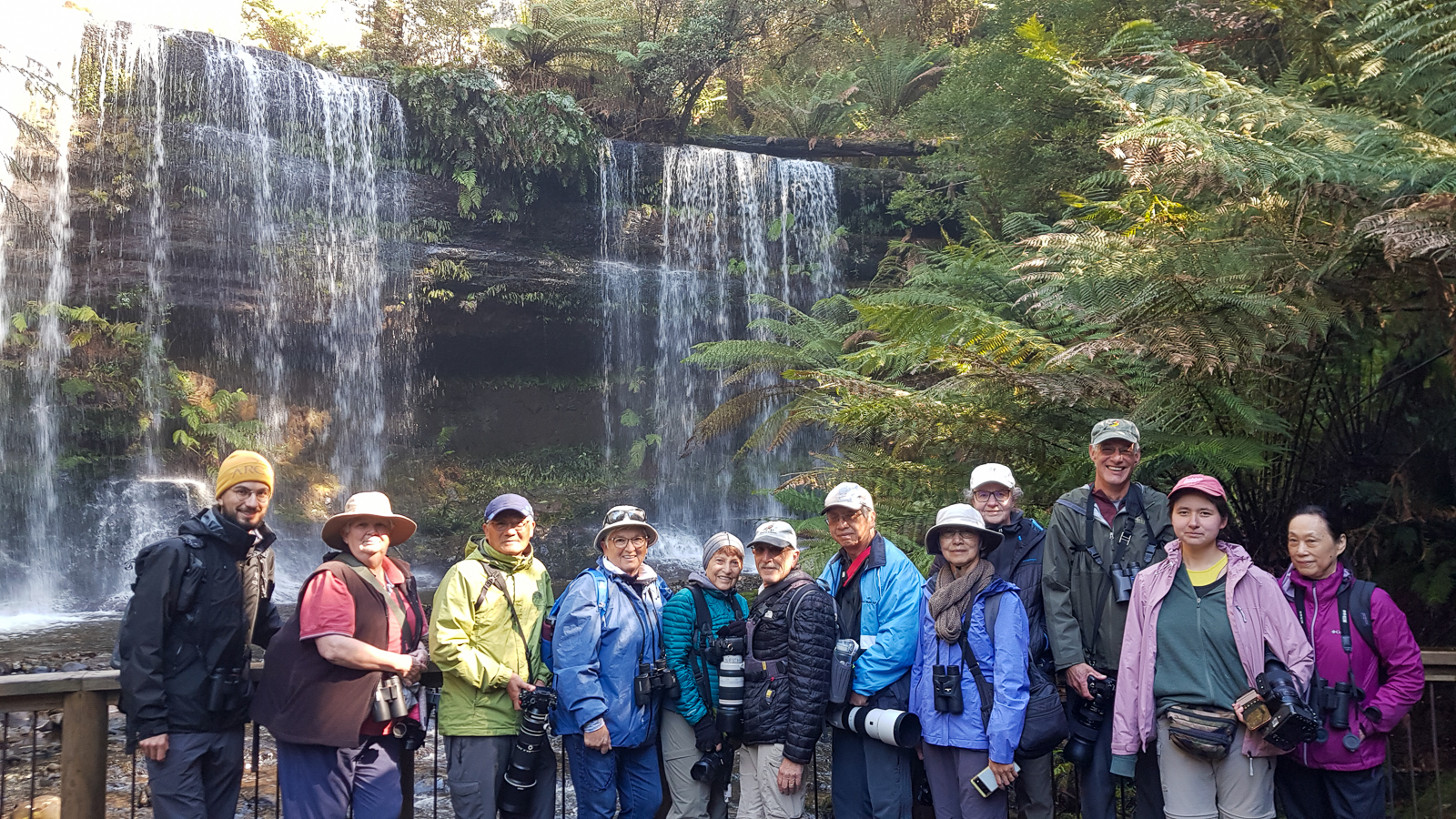 Birding group at Russell Falls